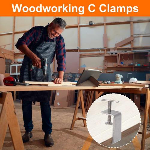 uxcell Stainless Steel C-Clamps, 2.36 Inch / 65mm Wide Jaw Opening, 23-60mm Range, T-Bar Handle, for Woodworking, Welding, Construction, and Home Use,