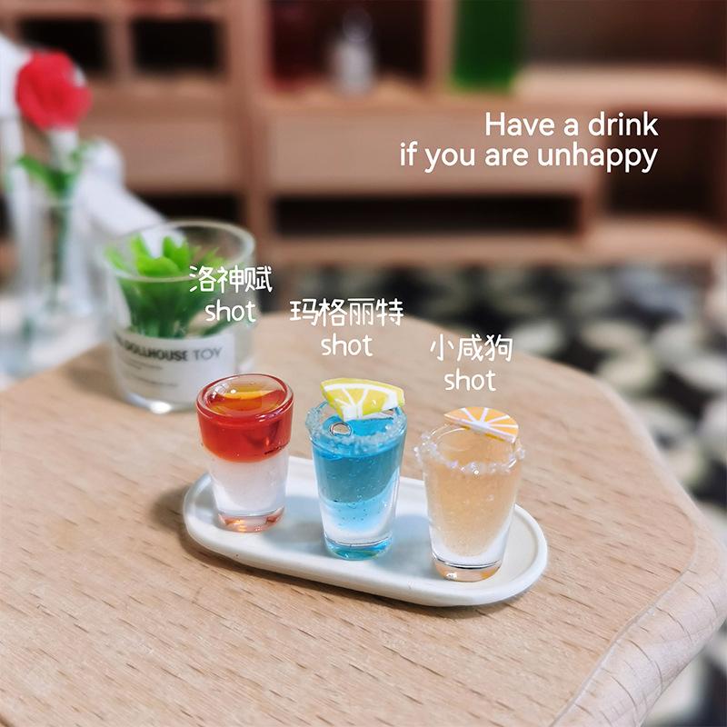 4PCS 1:12 Dollhouse Miniature Cocktail Tray Model Beverage Toys DIY Accessories Micro Scene Decoration