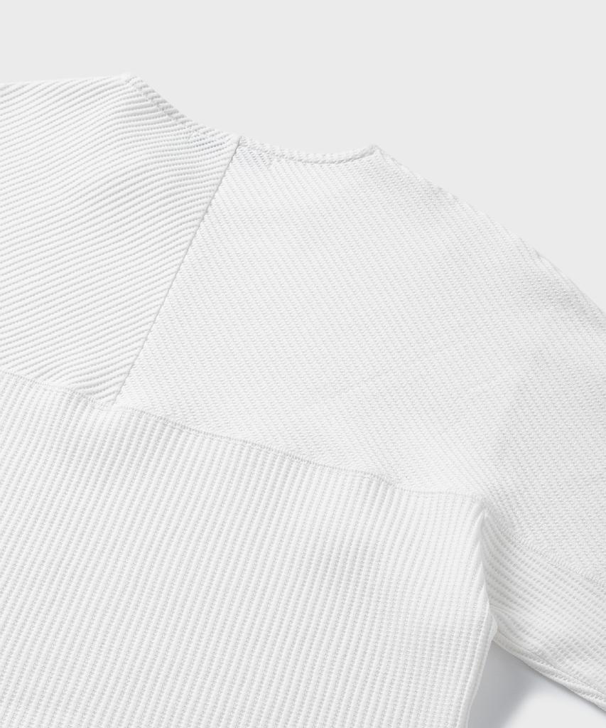 NONBLANK Waffle Boat Neck T-Shirt_White