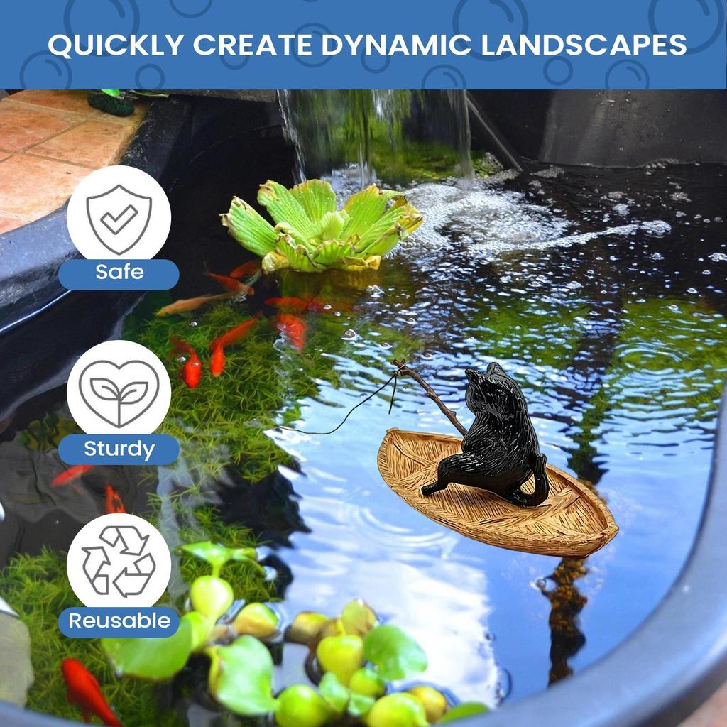 Fish Tank Decor Cute Kitten Fishing Resin Statue Aquarium Decoration For Garden Pond Home Office Landscaping Outdoor Aquatic