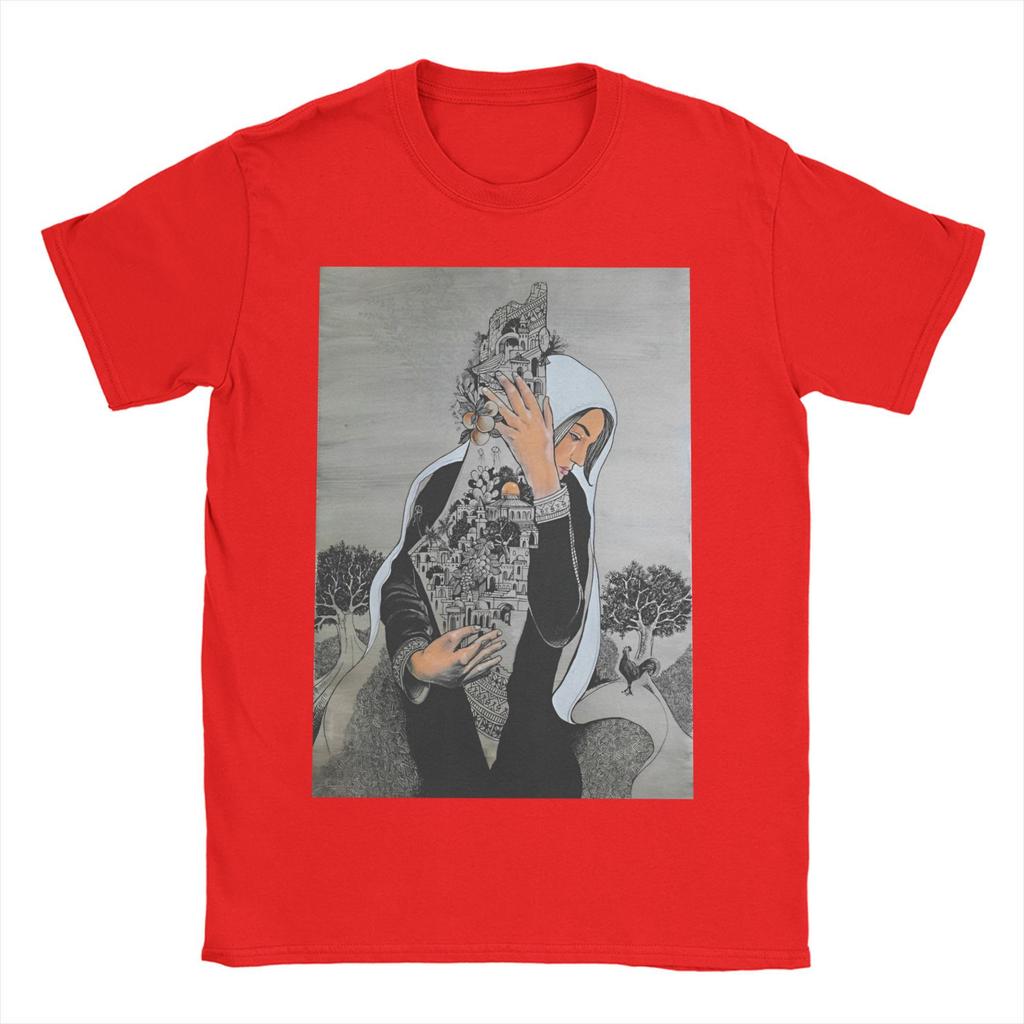 Palestined Woman Keffiye T Shirt Beach Fashion T Shirts Men Pure Cotton O Neck Oversize Tees Short Sleeve Y2K Basic Tshirt