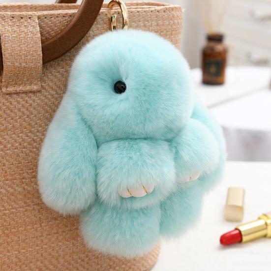 Frosted Bunny Plush Keychain 15cm Soft Faux Rabbit Fur Pendant for Bags Keys Cute Standing Stuffed Animal Adorable Birthday Gift for Girls Rabbit