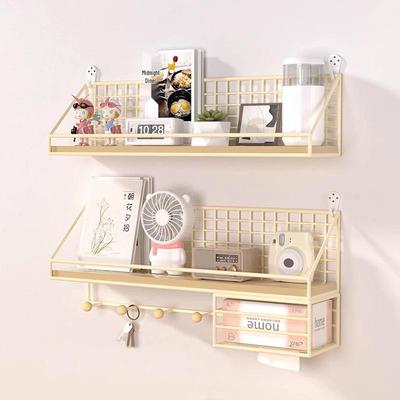 No-Drill Bedside Wall Shelf Organizer - Hanging Basket & Mounted Partition