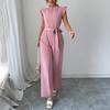 Elegant Short-sleeved T-shirt Casual Long Pants Jumpsuit Women's Autumn and Winter Independent Station