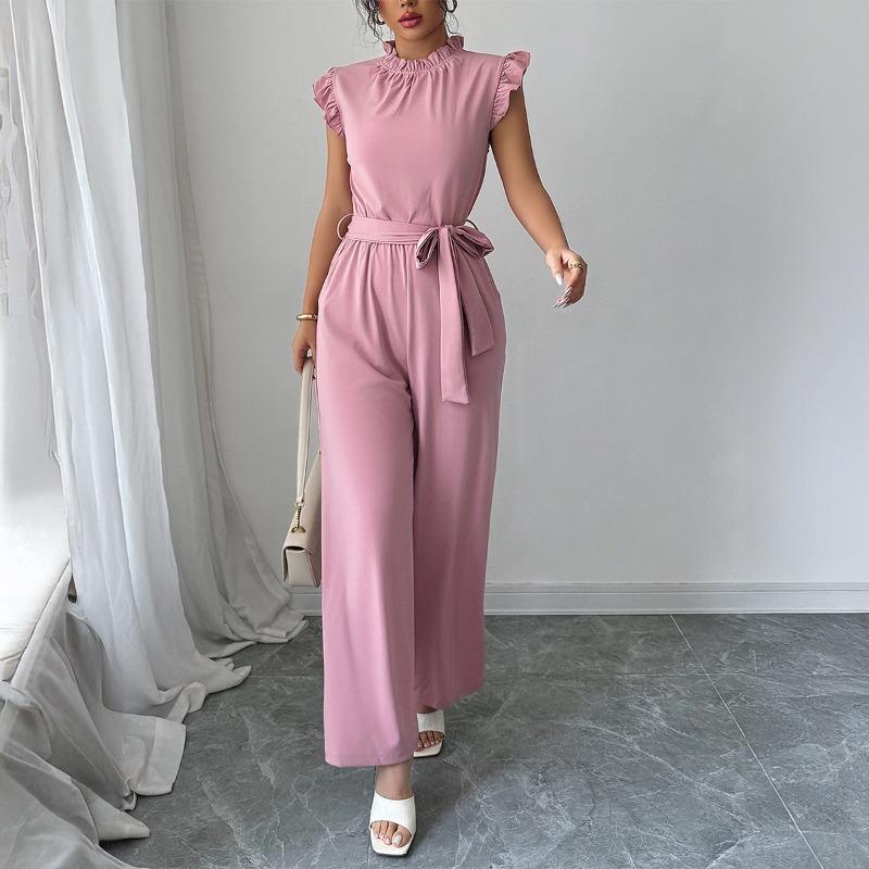 Elegant Short-sleeved T-shirt Casual Long Pants Jumpsuit Women's Autumn and Winter Independent Station