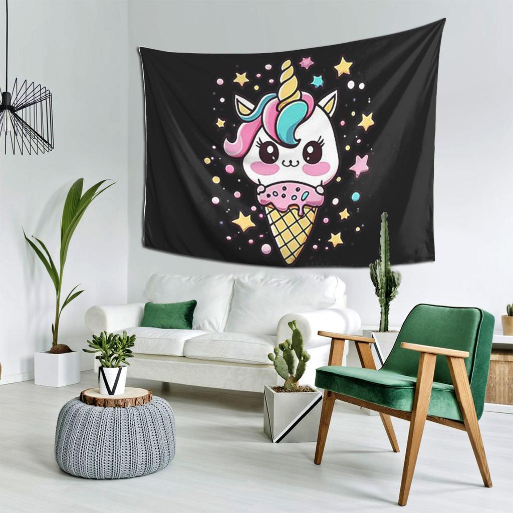 Ice Cream Unicorn Tapestry Decor Art Aesthetic Tapestries for Living Room Bedroom Home Wall Cloth Wall Hanging