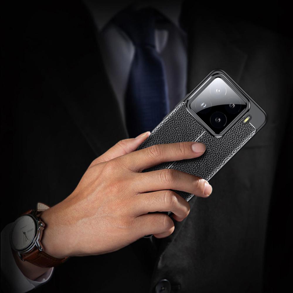 Für Xiaomi 15 Pro Hülle Litschi-Textur TPU Flexible Handyhülle,Schwarz