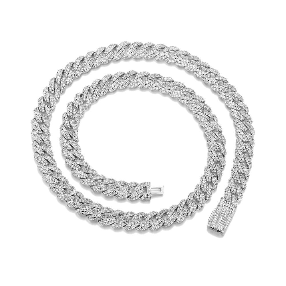 

1111 Autumn New S111 Silver Moissanite Necklace Bracelet Bubble Cuban Chain Personalized Trendy Brand Spot Jewelry bracelet 7inch (length about 18cm)