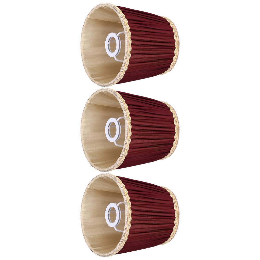 3pcs E14 Fabric Lamp Shade Wine Red Modern Clip On Lampshade for Home Wall Candle Table Lamps