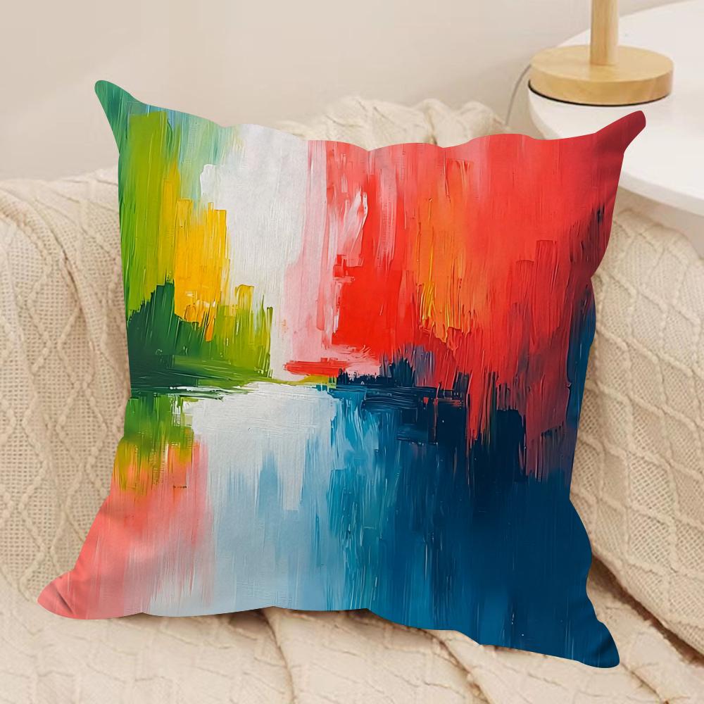 Fashion Color Paint Cushion Cover Pillowcase Ultra Soft Skin Friendly Fabric Cloud Like Comfort Concealed Zipper