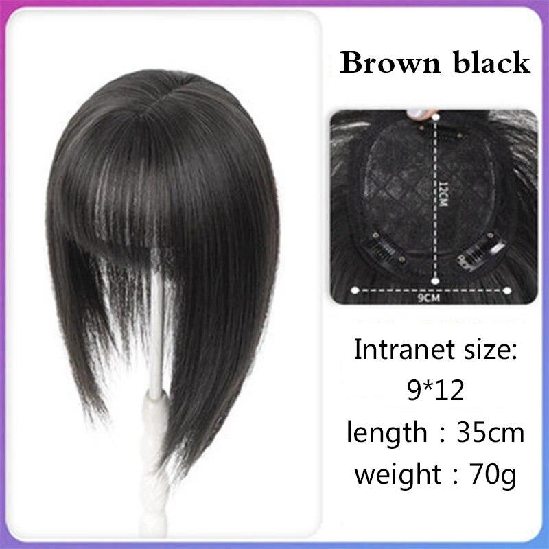 PAGEUP Synthetischer 3D-Pony, 25 cm, unsichtbar, nahtlos, Kopfhaar, Luft-Pony, Overhead, natürlich, unsichtbar, erhöht das Haarvolumen