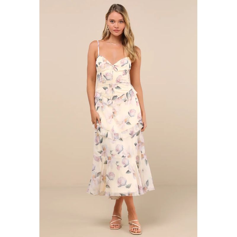 

Заказ внешней торговли Слинг для похудения Lu s Изысканный принт С открытой спиной Похудение Цветочный Пасторальный Леди Темперамент Модное платье Flower color XL