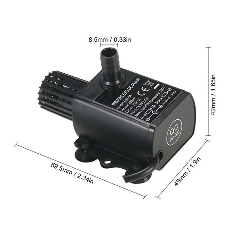 Mini Ultratyst Sänkbar Pump Akvarium Trädgård Damm USB Fontän Vattenpump DC 5V 250L/H QR50A