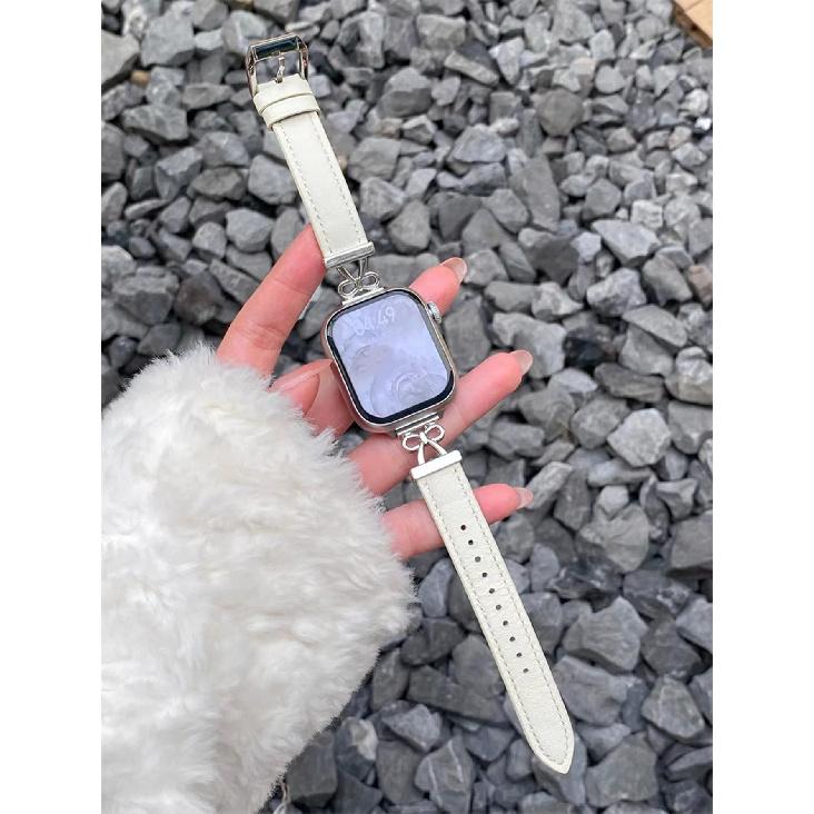 

Bow leather loop For Apple Watch band women 11/10/9/8/7/6/5/4/3 SE 38mm 40mm 41mm 42mm 44mm 45mm 46mm 49mm Strap 38mm40mm41mm белый