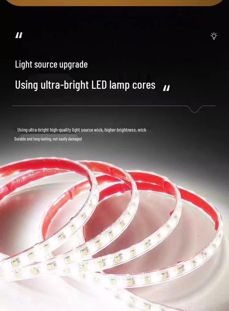220V Three-Color Dimmable Self-Adhesive LED Linear Light Strip for Ceilings
