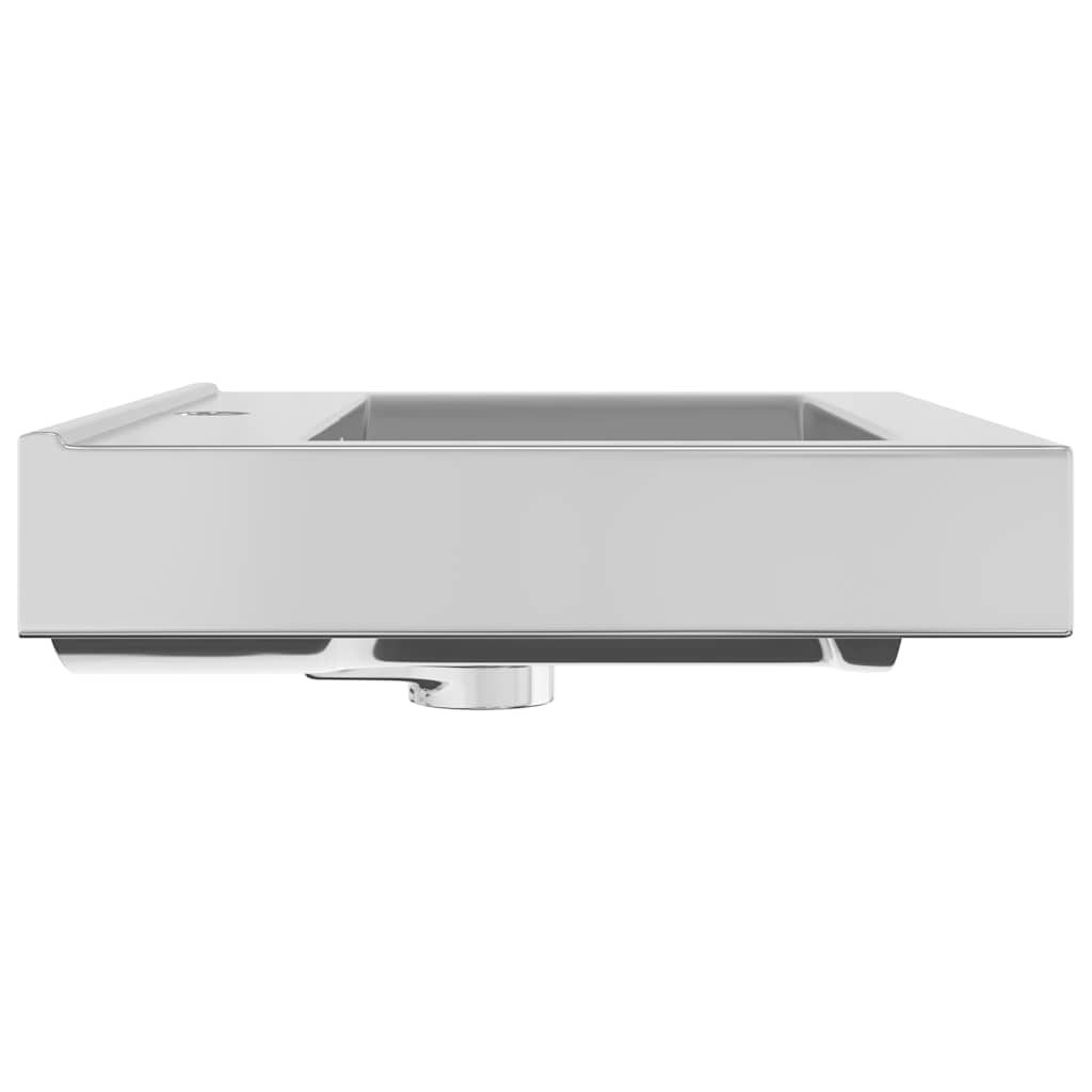 Ceramic Sink with Overflow 60 X 46 X 16 Cm Silver