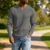 Men's Casual V-Neck Long Sleeve Shirt Loose Fit Top