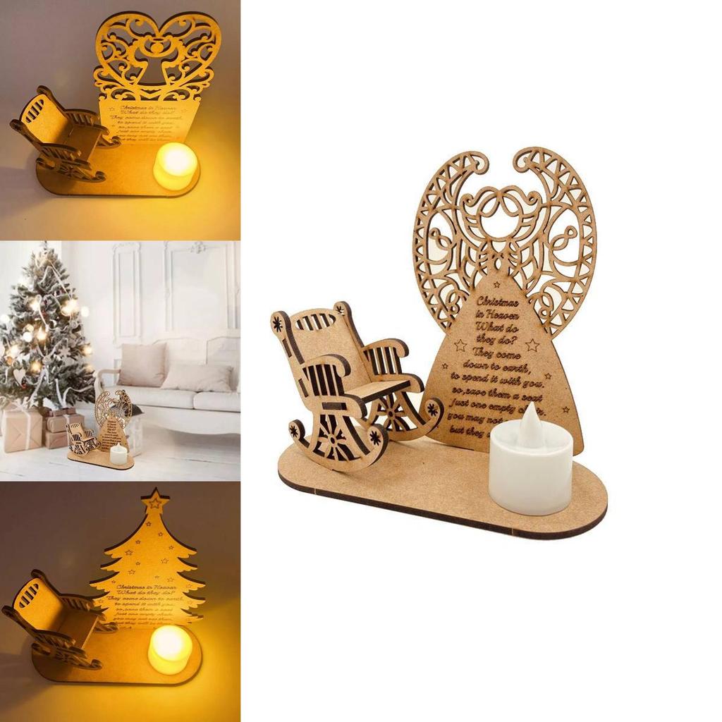 Charmiga Handgjorda Träjuldekorationer Med Ängel- Och Trädmotiv För Festlig Heminredning