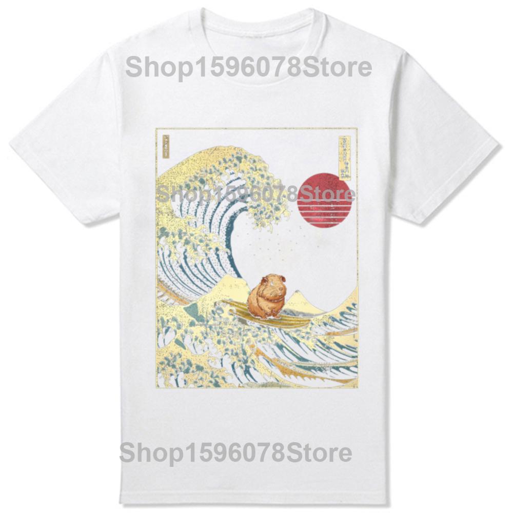 

Funny Guinea Pig Kanagawa Japanese Surfing Wave T Shirts Cotton Humor Streetwear Tee Shirt Short Sleeve Unisex Loose Clothing S
