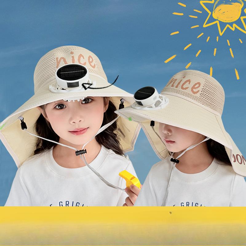 Children's Fan Hat Solar Charging Summer Sun Protection Sun Hat Girl Girl Shawl Hat Outdoor Sun Hat