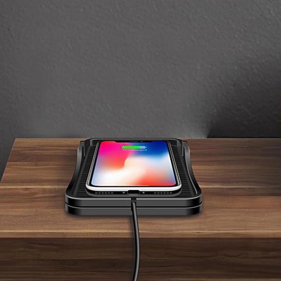 1 Set C7 Wireless Phone Charger 2-in-1 Support 15W/10W/7.5W/5W Intelligent Recognition Anti-slip Fast Charging Temperature Protection USB Wireless