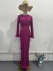 Pleated Maxi Dress Long Flared Sleeves Fitted Waist Elegant Women's Party Dress Casual Ankle-Length