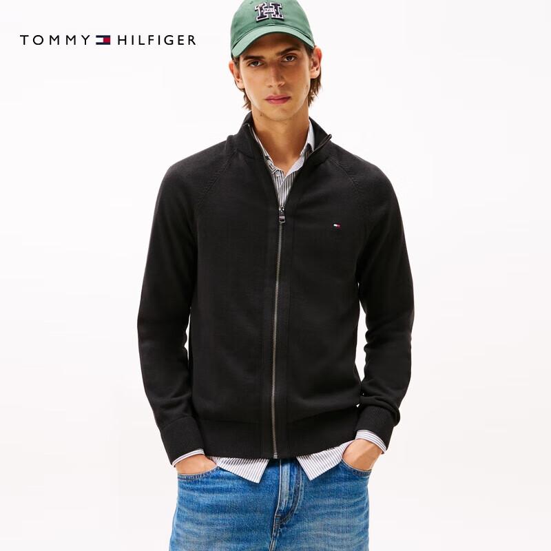 Tommy Hilfiger Men's Cotton Blend Stand Collar Knit Jacket
