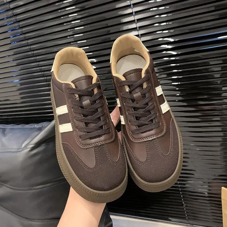 

Модные женские 2024 Осень Новые Весна и Осень Белые туфли Женские Взрыв Толстая подошва Повседневные кеды 35 коричневый