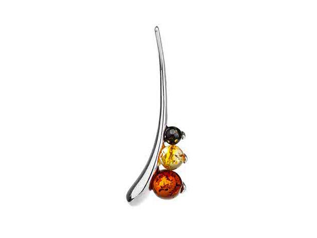 Elegant Silver Women' Necklace with Baltic Amber Short Choker 32