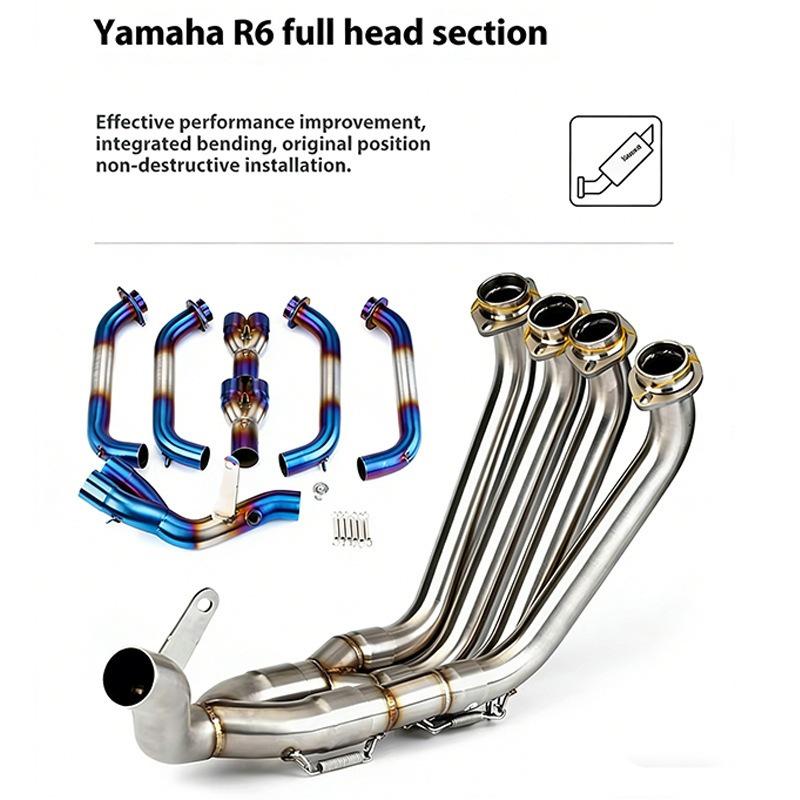 2006-2016 Yamaha YZF-R6 Modified Front Exhaust, Connects to Original Rear