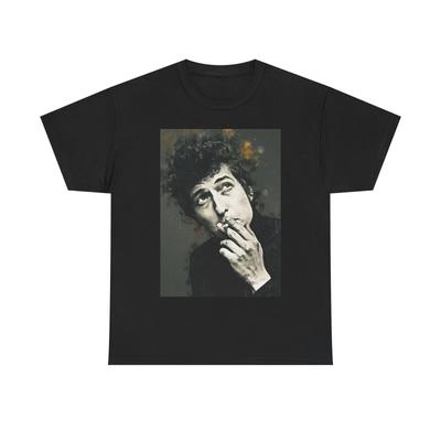 Bob Dylan Tişörtü vintage sanat fotoğrafı retro Unisex Ağır Pamuklu Tişört müzik rock