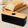 Rectangular Bread Box with Wooden Lid Multipurpose Storage Container Organizer for Kitchen Countertop Fresh Baked Goods