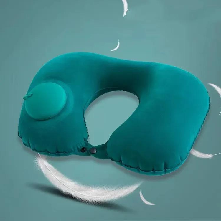 

U-Shaped Inflatable Travel Pillow Portable Air Neck Support Cushion Comfortable Sleeping Press to inflate pillow neck pillow