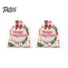 Christmas Eve Gift Wraps 2Pcs Drawstring Bags, Xmas Tree Reindeer Printed Candy Treat Family Party Holders Pouches, Reusable Fabric Holiday
