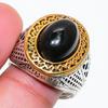 Natural Black Onyx Gemstone 925 Sterling Silver Jewelry Ring Size 7 RR-31