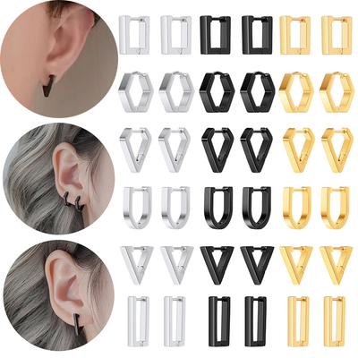 European And American Stainless Steel Ear Buckle Geometric Many Earrings Of Men And Women With Personal Earrings