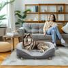 Dog Bed for Dogs Up to 25 kg, Removable Cover, Non-Slip Feet, 90 x 78 x 25 cm, Gray