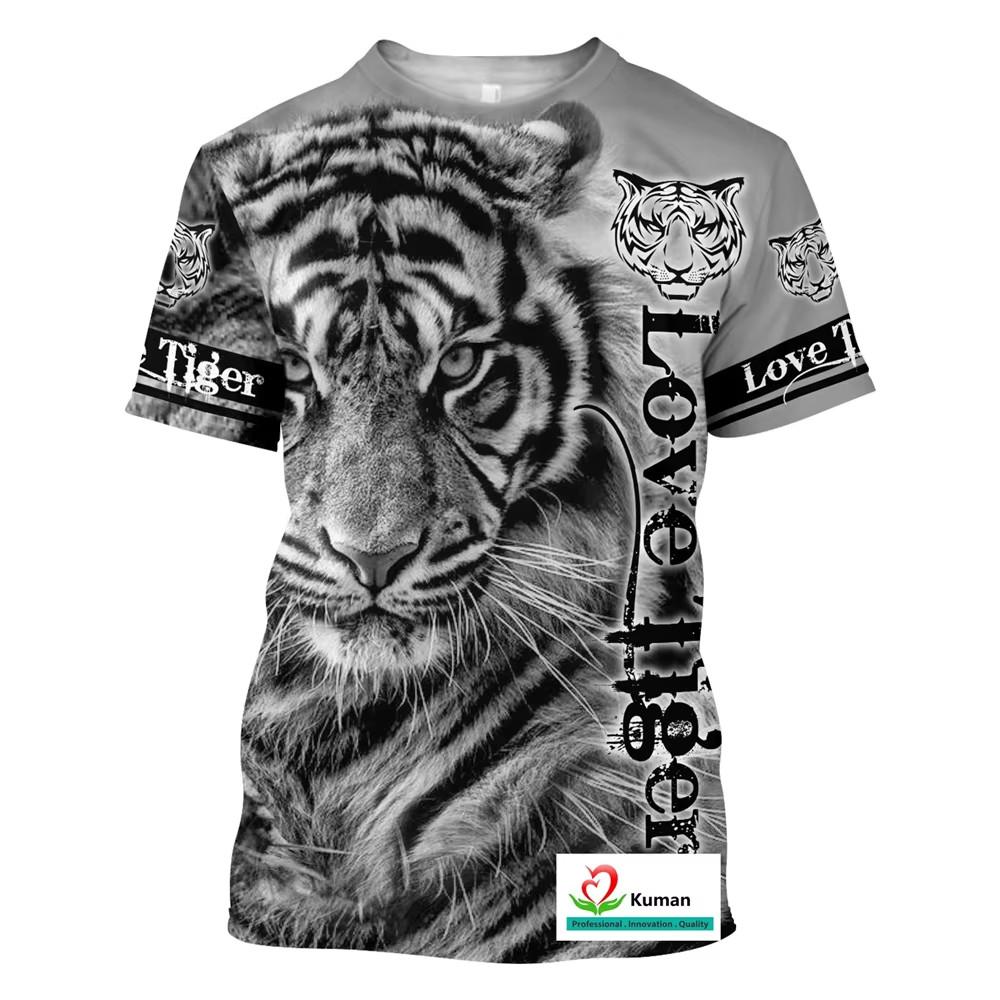 Tiger Pattern 3D Printing Summer Men S and Women S round Neck T-Shirt Casual XXXL