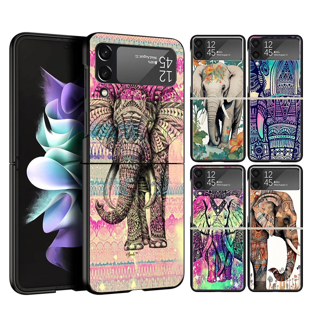 Elephant Mandala Aztec Phone Case For Samsung Galaxy Z Flip 7 6 5 4 3 5G Cover ZFlip7 ZFlip6 ZFlip4 ZFlip5 ZFlip3 Coque Fundas G