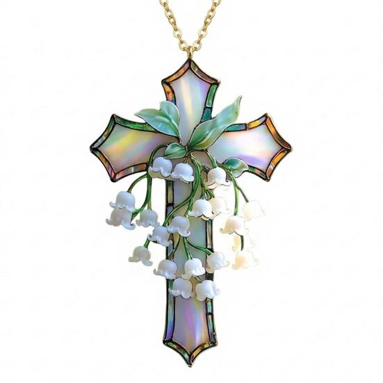 Hand-Painted Lily of The Valley Christian Ornament Acrylic Religious Floral Hanging Pendant