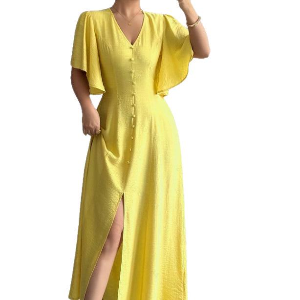 2025 Elegant V-neck Long Evening Gown for Women - Summer Fashion
