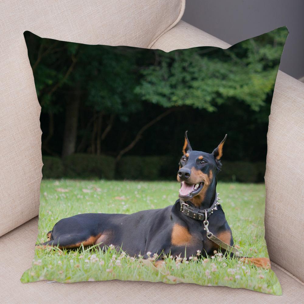 Doberman Pinscher Cushion Cover Both Sided Print Decor Pet Dog Animal Pillow Case for Car Sofa Home Soft Plush Throw Pillowcase