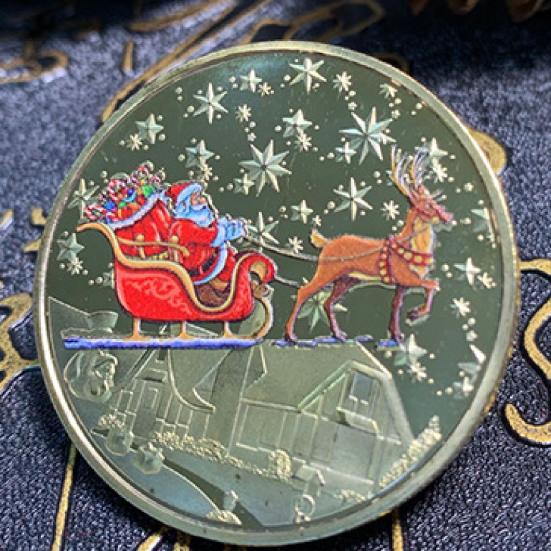 Coleccionable portátil, añadir moneda, ambientes navideños, elemento de patrón de Metal, moneda, regalo para el hogar