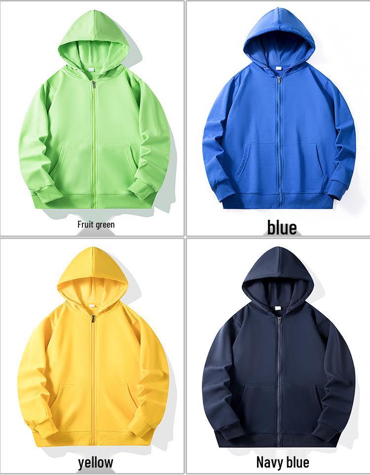Autumn Children's Terry Cloth Zip-Up Hoodie with Pocket - Solid Color Korean Style Parent-Child Jacket