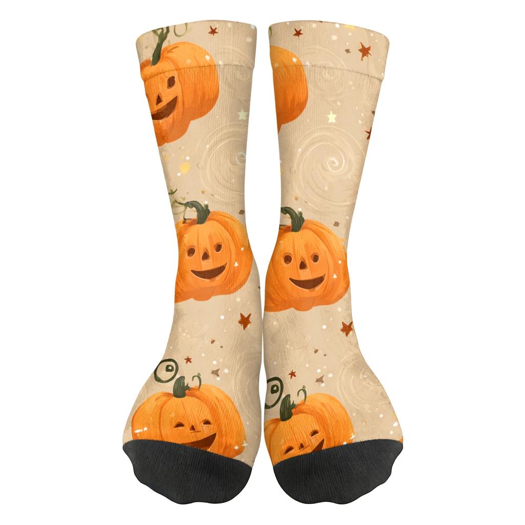 Unisex Mid-Calf Socks Breathable Comfortable Fit Halloween Patterned Socks with Elastic Cuff Suitable for Daily Wear and Seasonal Use