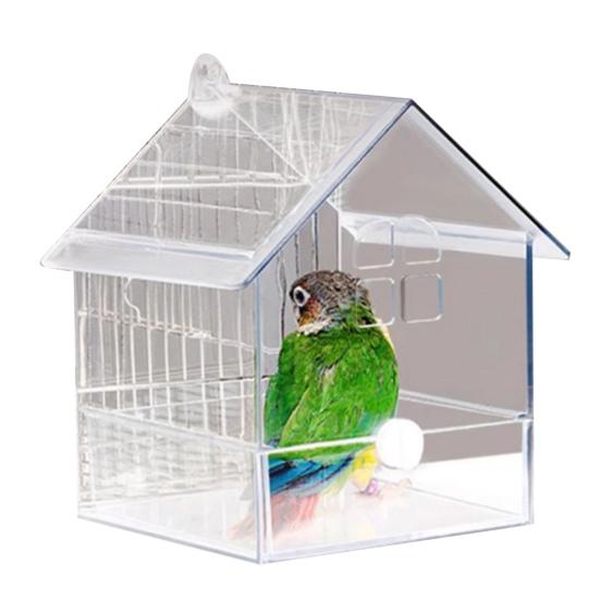 Parrot Bath 3 in 1 Hanging Birds Bath Transparent Parrot House Birdcage Bathing Box for Lovebirds Finches Parakeets