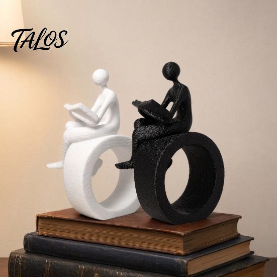 Talos 3D Printed Reading Figurine, Abstract Reader Statue for Home Decor, Modern Minimalist Sculpture Bookshelf Desk Office Ornament