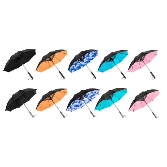 3-in-1-Sonnenschutzschirm mit Ventilator, Wassersprühnebel, Kühlventilator, UV-blockierender Regenschirm, wiederaufladbarer USB-Akku, betriebener Sonnen-/Regen-/Reiseschirm