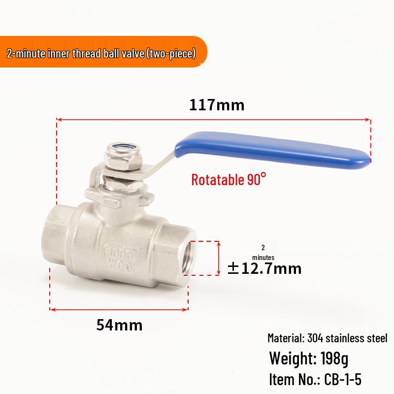 304 Stainless Steel Ball Valve, 1/2/3-Piece, Internal Thread Water Switch, Size DN15/DN10