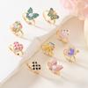9Pcs/Box Children Cute Rings Adjustable Pretend Play Makeup Toys for Girls Gifts Flower Heart Alloy Rings Fashion Beauty